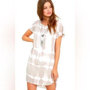 Gentle Fawn Tywyn Ivory and Light Grey Tie-Dye Shift Dress